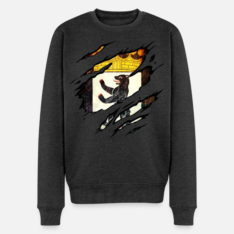 Berlin - Berlin Zerrissen - Männer Premium Bio Pullover - Anthrazit meliert