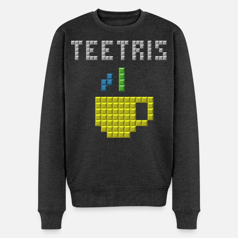 gaming teetris pixel retro vintage game lustig - Männer Premium Bio Pullover - Anthrazit meliert