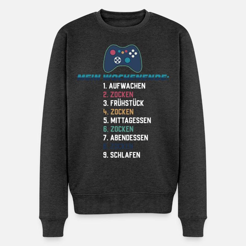 Mein Wochenende Zocken Gaming Liste Controller - Männer Premium Bio Pullover - Anthrazit meliert