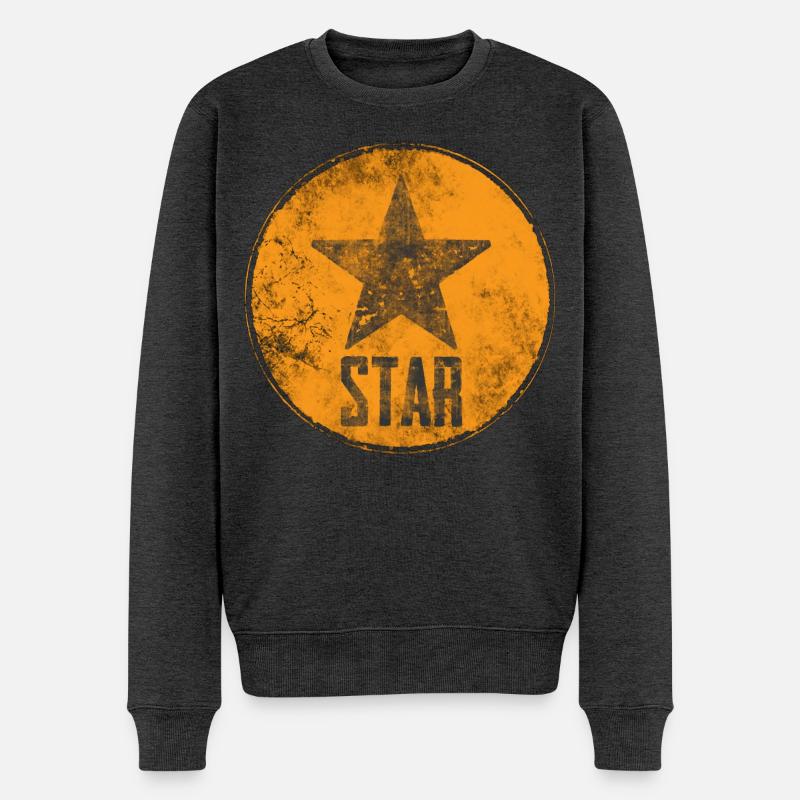 Étoile rustique avec motif « STAR » - Pull Premium bio Homme - anthracite chiné