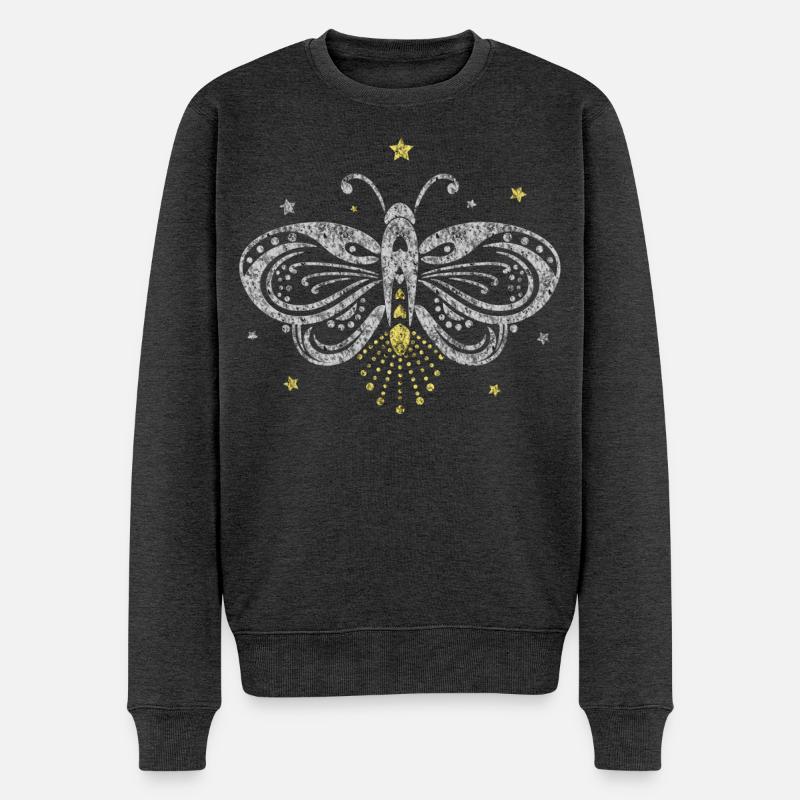 Glühwürmchen Motte Tattoo Licht Sterne - Männer Premium Bio Pullover - Anthrazit meliert