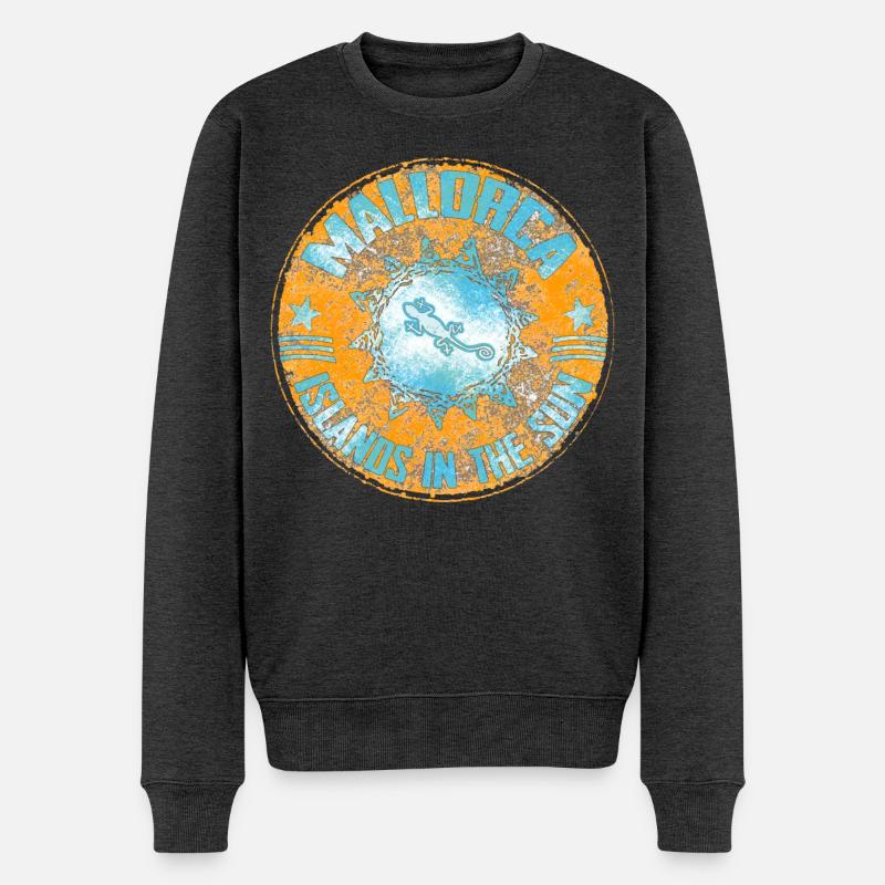 Lézard dans la conception du mandala - Pull Premium bio Homme - anthracite chiné