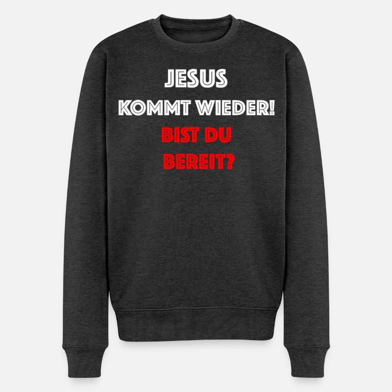 Jesus kommt wieder – Bist du bereit? - Männer Premium Bio Pullover - Anthrazit meliert