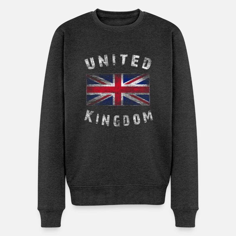 Union Jack - Royaume-Uni - Pull Premium bio Homme - anthracite chiné