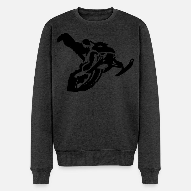 snowmobile stunt - Männer Premium Bio Pullover - Anthrazit meliert