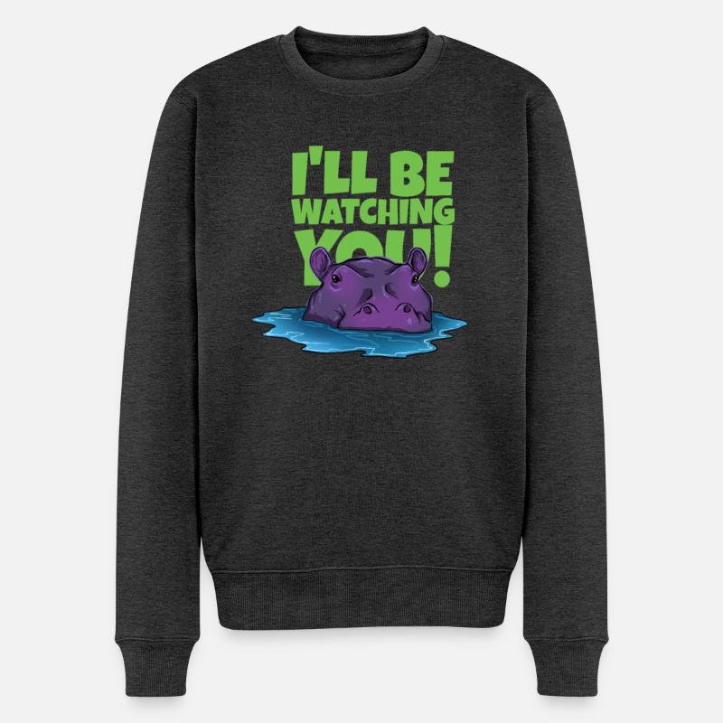 Witziges Nilpferd mit Text - Männer Premium Bio Pullover - Anthrazit meliert