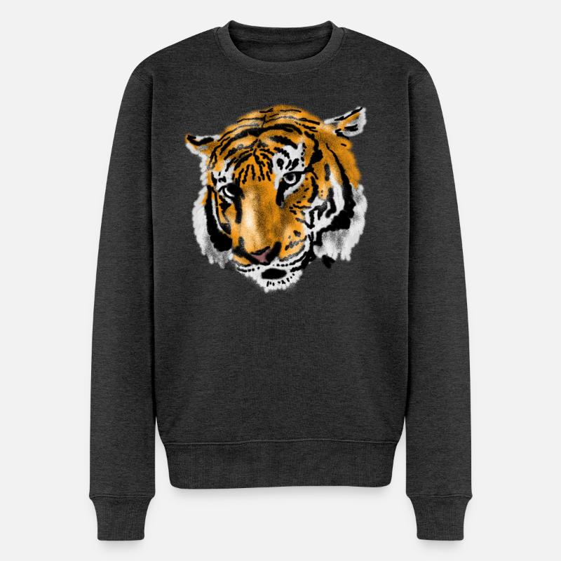Tiger - Männer Premium Bio Pullover - Anthrazit meliert