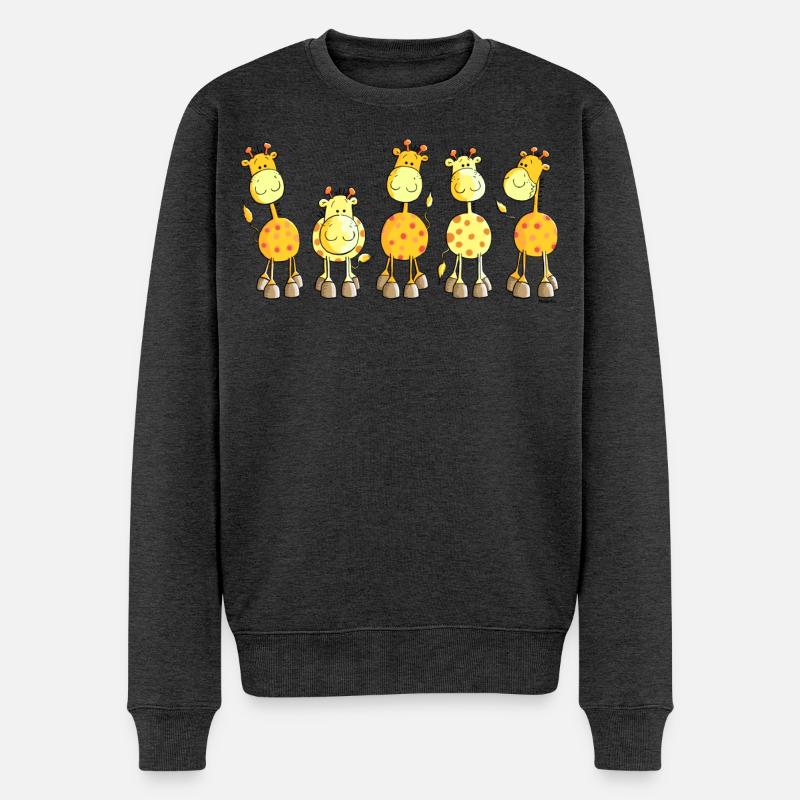 Funny Giraffes - Giraffe - Männer Premium Bio Pullover - Anthrazit meliert