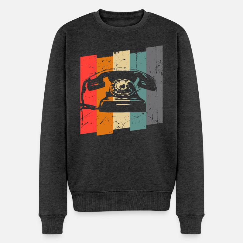 Telefon - Ekologiczna męska bluza Premium - antracytowy melanż