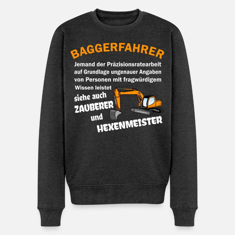 Baggerfahrer Zauberer Hexenmeister - Männer Premium Bio Pullover - Anthrazit meliert
