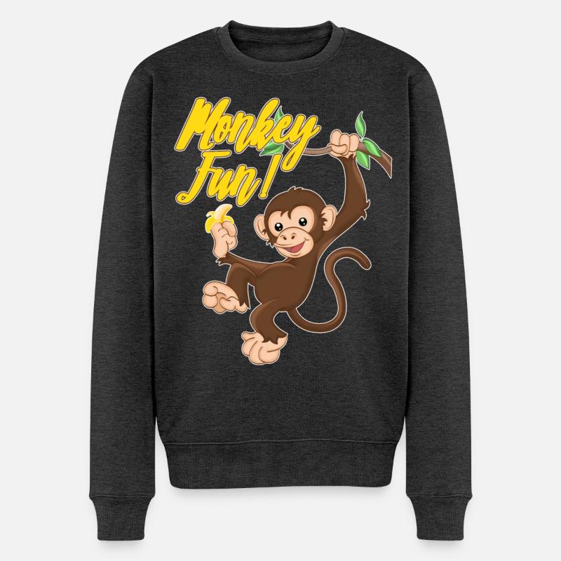 Singe Singe Amusant Singe Singe - Pull Premium bio Homme - anthracite chiné