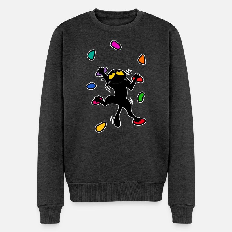 Boulder chat chat escalade escalade Escalade Drôle - Pull Premium bio Homme - anthracite chiné