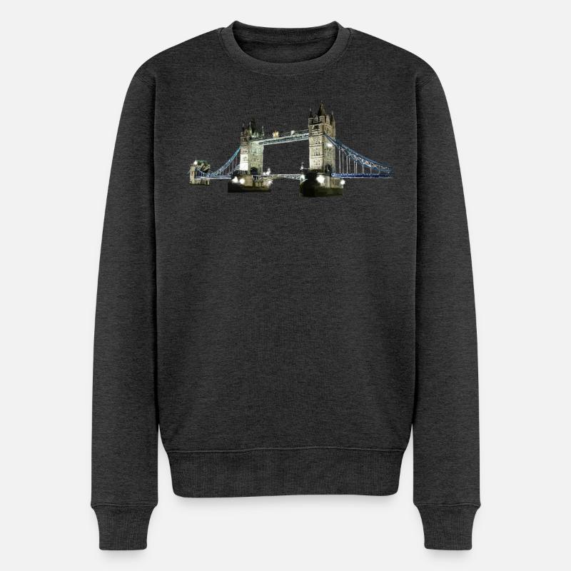 Tower Bridge - Männer Premium Bio Pullover - Anthrazit meliert