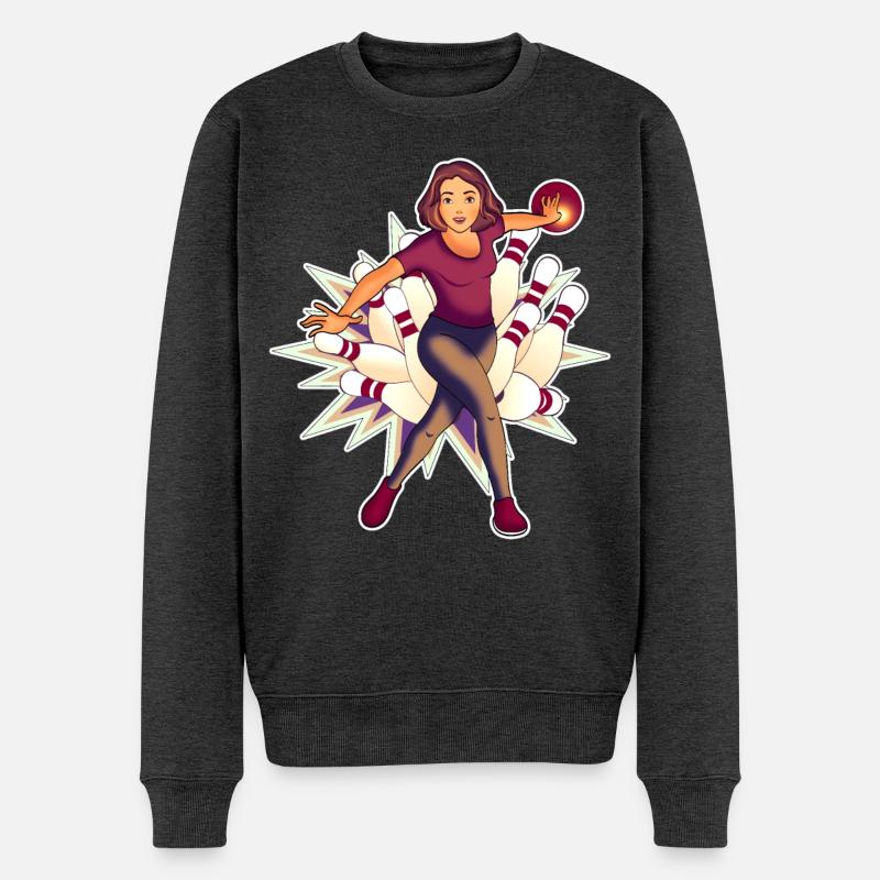 Bowling Queen - Männer Premium Bio Pullover - Anthrazit meliert