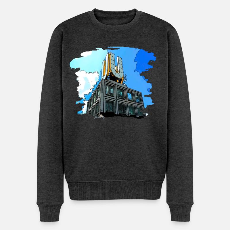 Dortmund U Turm Stadt - Männer Premium Bio Pullover - Anthrazit meliert