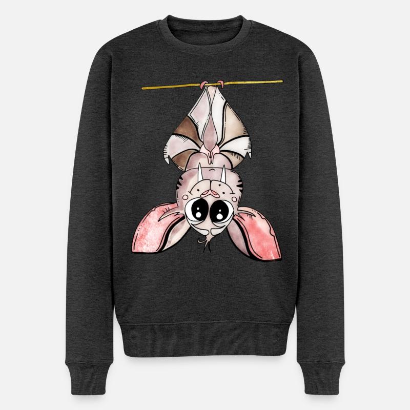 Kawaii Fledermaus Neon Nacht - Männer Premium Bio Pullover - Anthrazit meliert