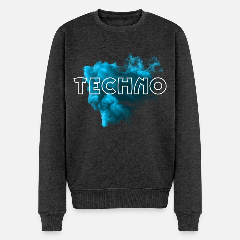 Techno - Männer Premium Bio Pullover - Anthrazit meliert
