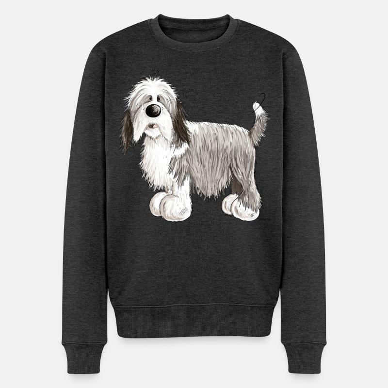 Der Bearded Collie - Männer Premium Bio Pullover - Anthrazit meliert