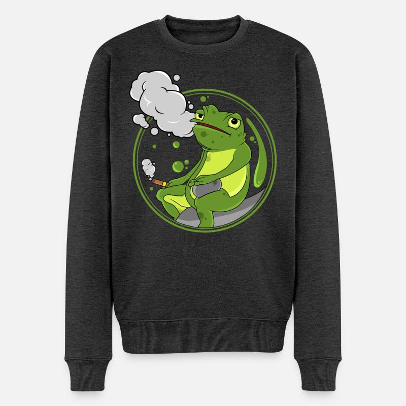 Frosch Zigarre - Männer Premium Bio Pullover - Anthrazit meliert