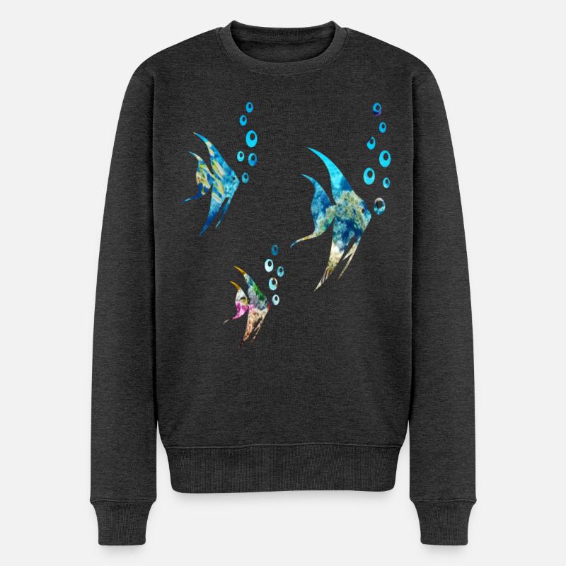 Fische - Männer Premium Bio Pullover - Anthrazit meliert