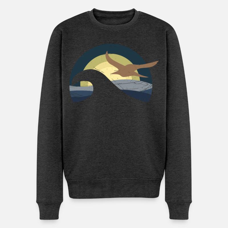 Möwe am Meer - Männer Premium Bio Pullover - Anthrazit meliert