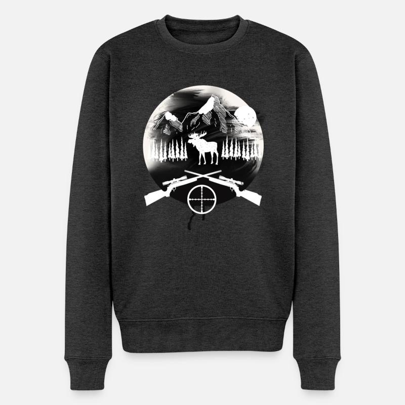 Jäger Jagen Elch - Männer Premium Bio Pullover - Anthrazit meliert