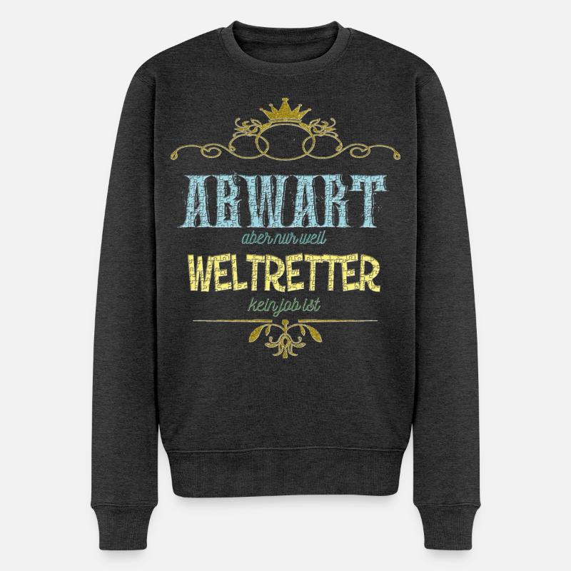 Abwart Weltretter - Männer Premium Bio Pullover - Anthrazit meliert