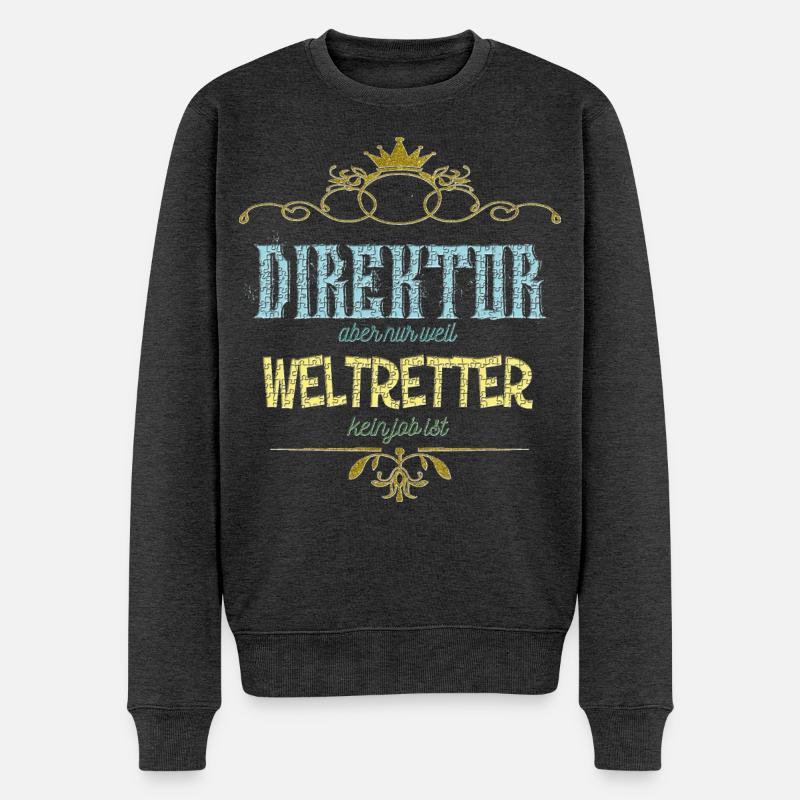 Direktor Weltretter - Männer Premium Bio Pullover - Anthrazit meliert