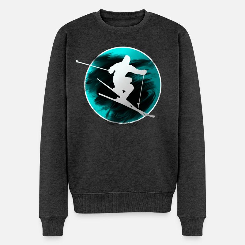 Ski - Männer Premium Bio Pullover - Anthrazit meliert