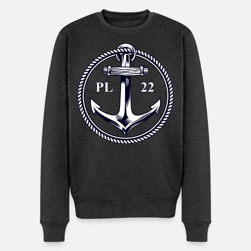 PL22 Marineanker - Männer Premium Bio Pullover - Anthrazit meliert