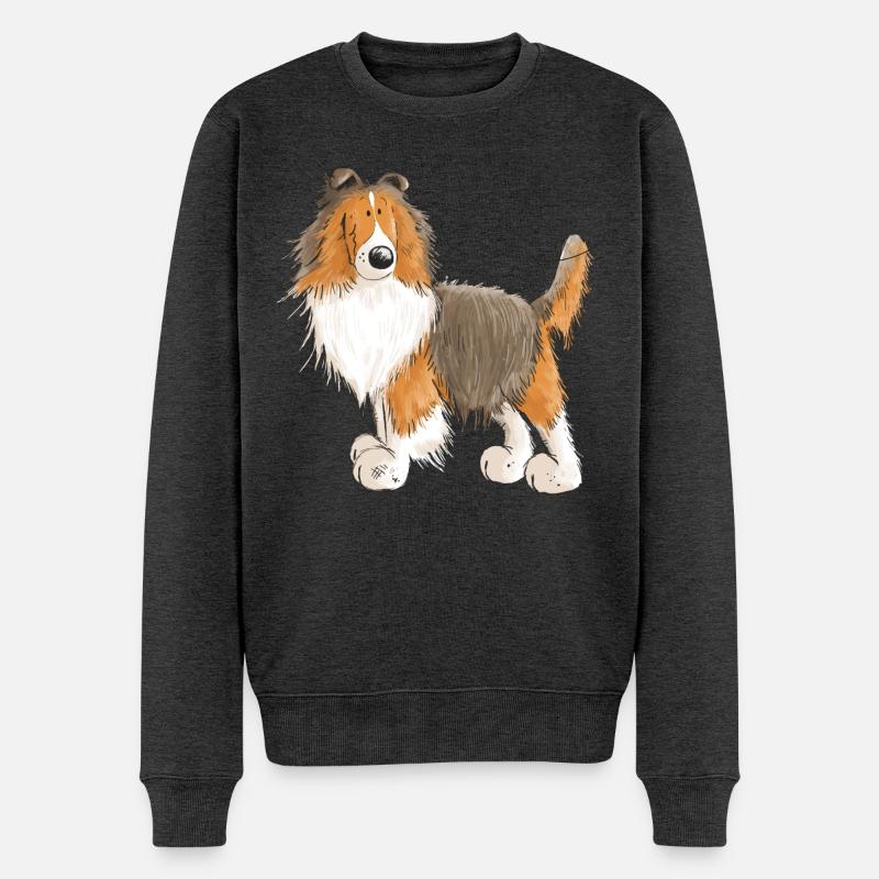 Fröhlicher Sheltie - Shetland Sheepdog - Geschenk - Männer Premium Bio Pullover - Anthrazit meliert
