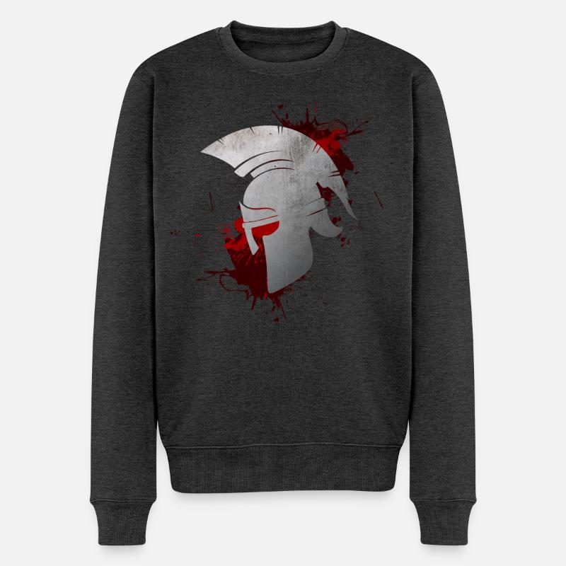 Sparta - Männer Premium Bio Pullover - Anthrazit meliert