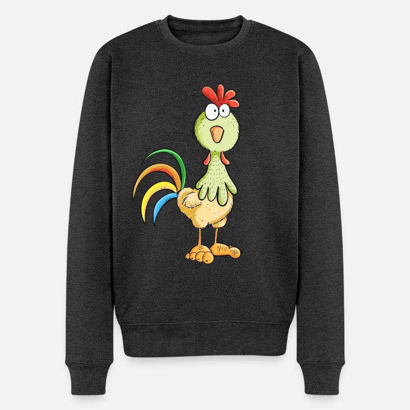 Verrückter Hahn - Huhn - Hahn - Vogel - Männer Premium Bio Pullover - Anthrazit meliert
