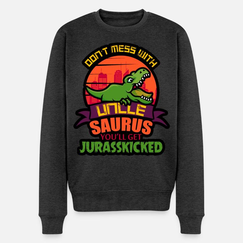 Blague d’anniversaire de l’oncle | Jurasskicked - Pull Premium bio Homme - anthracite chiné