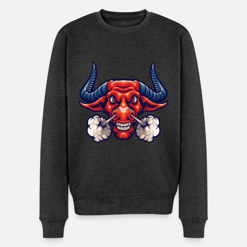 Angry Bull Power - Männer Premium Bio Pullover - Anthrazit meliert