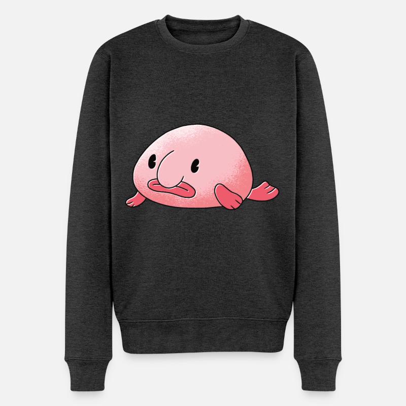 Blobfisch Cartoon - Männer Premium Bio Pullover - Anthrazit meliert