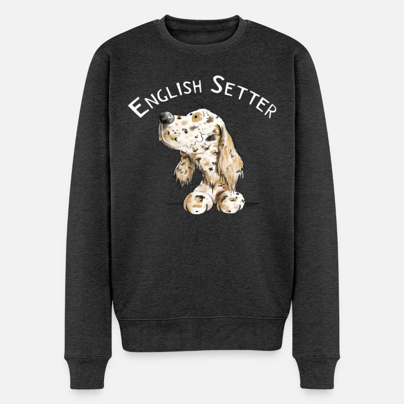 Englischer Setter I Hunde Comic Geschenk - Männer Premium Bio Pullover - Anthrazit meliert