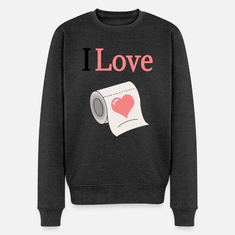 I love Klopapier - Männer Premium Bio Pullover - Anthrazit meliert