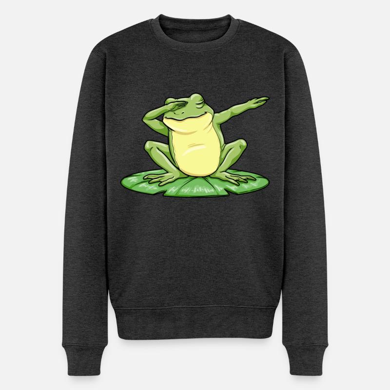 Frosch Hip Hop Tanz - Männer Premium Bio Pullover - Anthrazit meliert