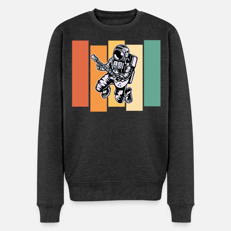 Gitarrist Astronaut Rock and Roll Geschenk - Männer Premium Bio Pullover - Anthrazit meliert