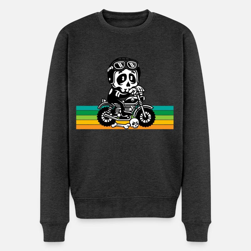 Totenkopf Motorrad - Männer Premium Bio Pullover - Anthrazit meliert
