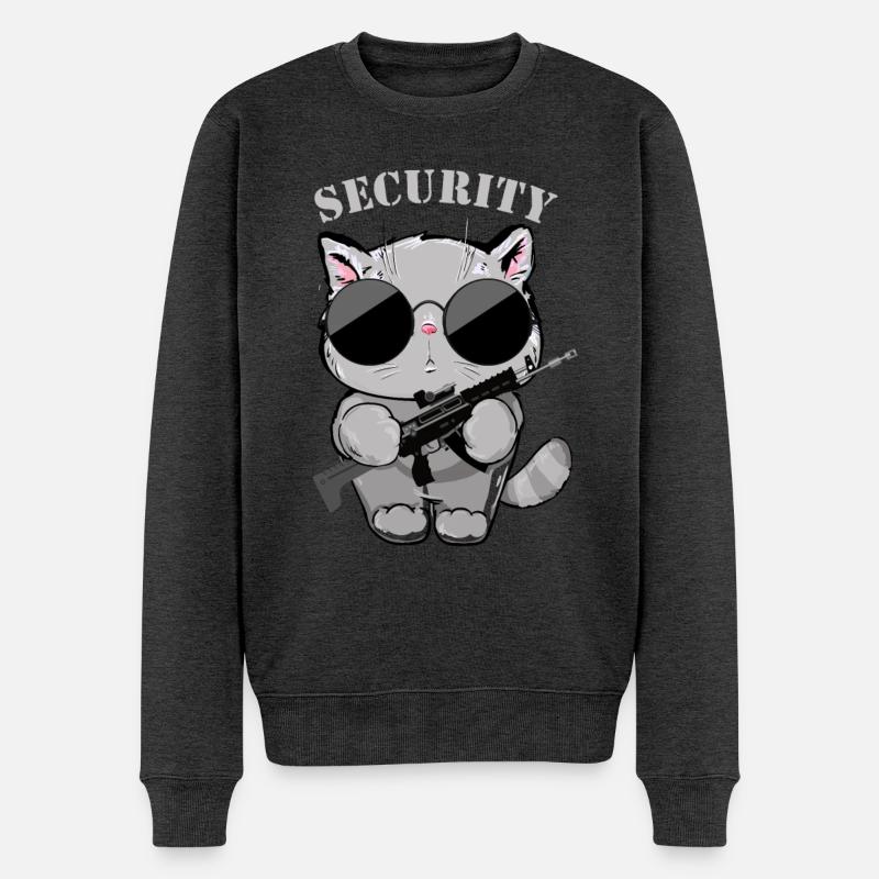 Agent de sécurité Cat avec pistolet - Pull Premium bio Homme - anthracite chiné
