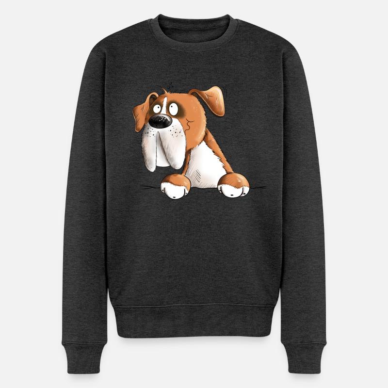 Happy Deutscher Boxer Hund - Männer Premium Bio Pullover - Anthrazit meliert