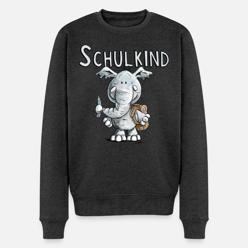 Schulkind Elefant I Einschulung Geschenk - Männer Premium Bio Pullover - Anthrazit meliert