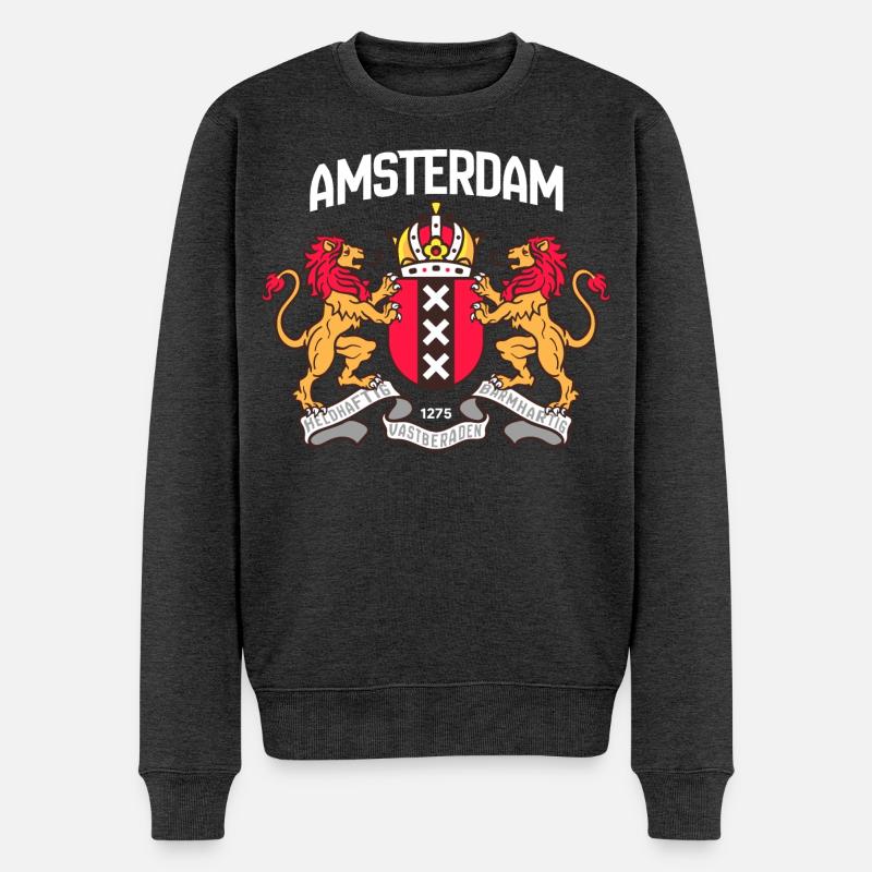 Amsterdamer - Männer Premium Bio Pullover - Anthrazit meliert
