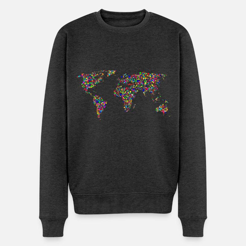 ERDPUNKT: Punkte Planisphäre - Männer Premium Bio Pullover - Anthrazit meliert