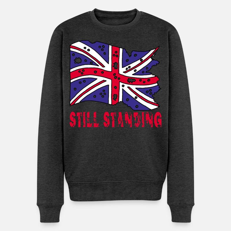 Drapeau anglais déchiré - Pull Premium bio Homme - anthracite chiné