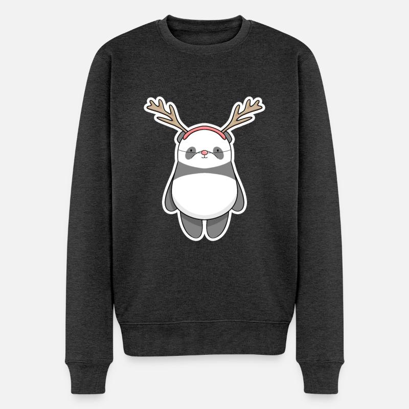 Weihnachten Panda - Männer Premium Bio Pullover - Anthrazit meliert