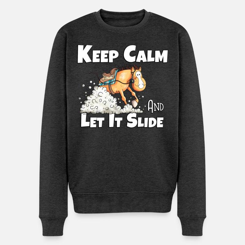 Westernpferd Sliding Stop I Pferde Sprüche - Männer Premium Bio Pullover - Anthrazit meliert