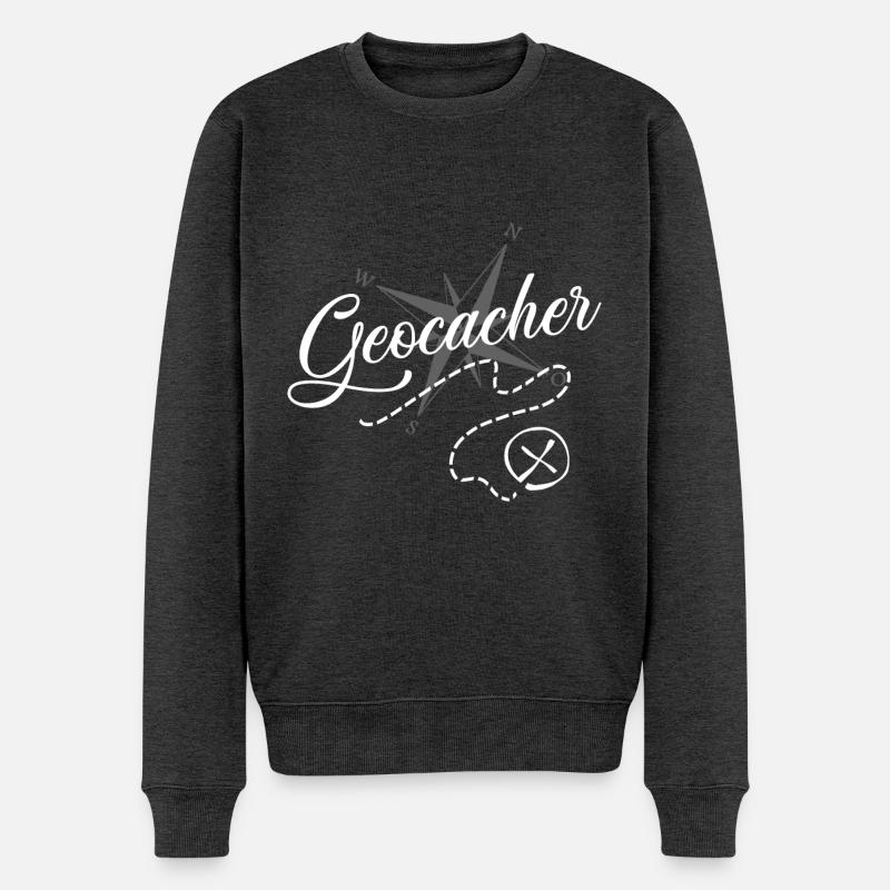 Geocaching - Männer Premium Bio Pullover - Anthrazit meliert